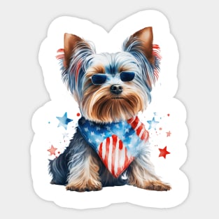 4th of July Yorkshire Terrier #3 Sticker